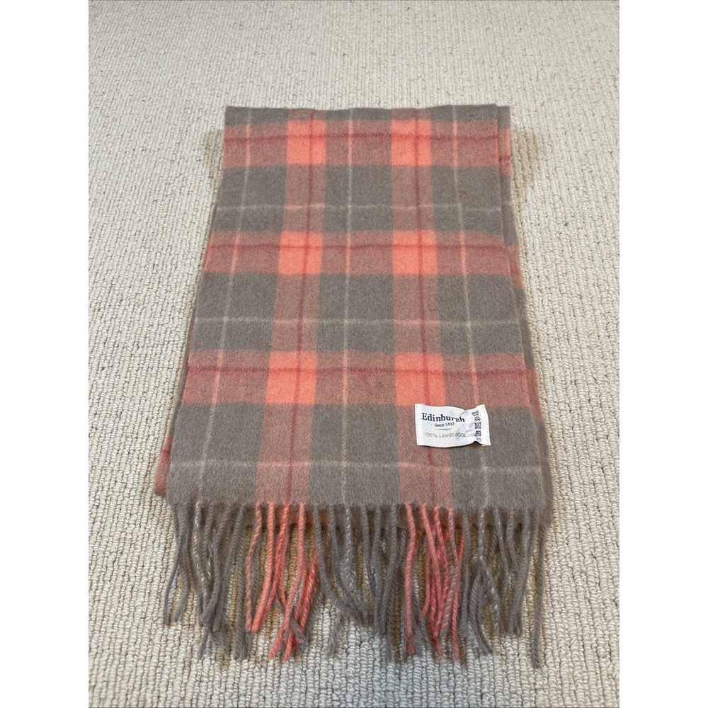Edinburgh 100% Lambswool Scarf Plaid Fringe Modern 10x64